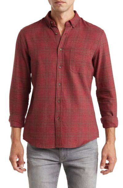 14th & Union Grindle Trim Fit Flannel Shirt In Red Russet Easy Plaid