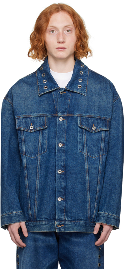 Off-white Eyelet-embellished Denim Jacket In Blue