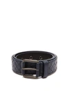 Bottega Veneta - Intrecciato Leather Belt - Mens - Navy