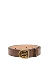 Gucci Gg-encased Buckle Grained-leather Belt In Brown