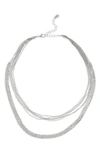 Melrose And Market Crystal Layered Chain Necklace In Clear- Rhodium