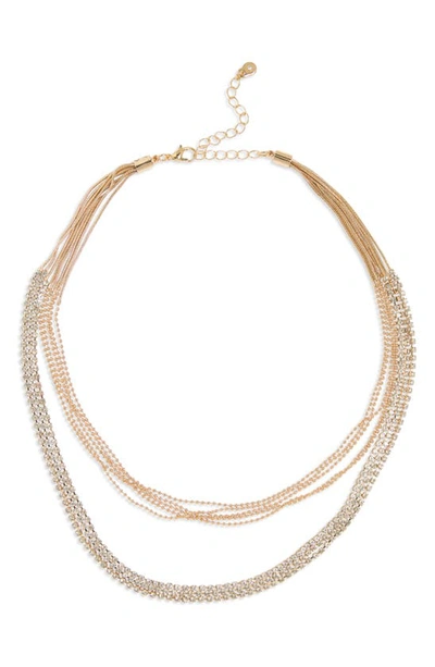 Melrose And Market Crystal Layered Chain Necklace In Clear- Gold
