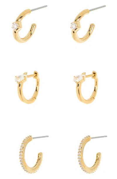 Nadri Assorted 3-pack Cz Huggie Hoop Earrings In Gold