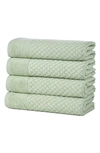 Woven & Weft Diamond Textured 6-pack Cotton Towels In Pale Green