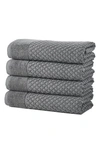 Woven & Weft Diamond Textured 6-pack Cotton Towels In Dark Grey