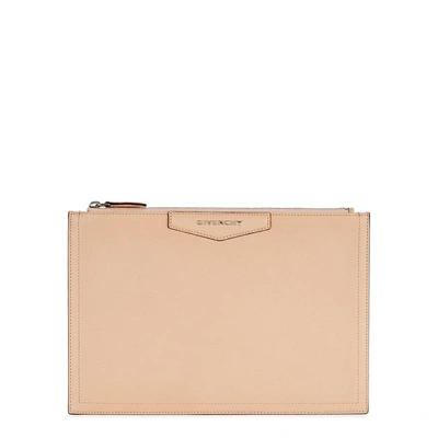 Givenchy Antigona Medium Leather Pouch In Nude