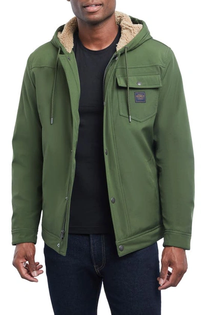 Lucky Brand Loki Workwear Soft Shell Faux Shearling Jacket In Olive