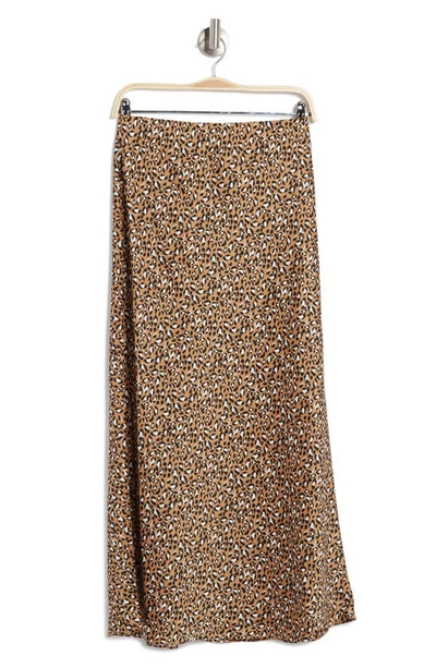 Wayf Satin Bias Midi Skirt In Cheetah