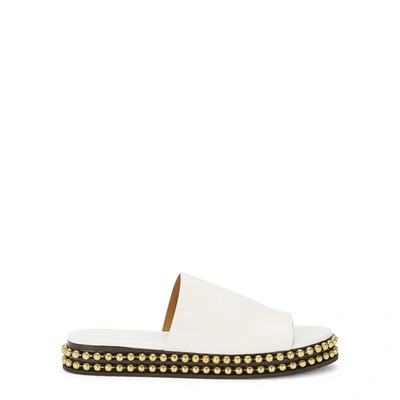 Chloé Sawyer Bead-embellished Leather Sliders In Off White