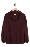 Max Studio Waffle Knit Long Sleeve Pullover In Bordeaux