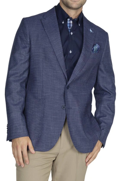Tailorbyrd Tailored Fit Plaid Twill Sport Coat In Denim Blue