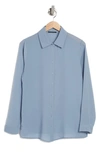T Tahari Long Sleeve Button Front Shirt In Cadet Blue