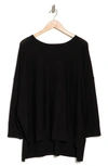 Adrianna Papell Boat Neck Tunic Sweater In Black