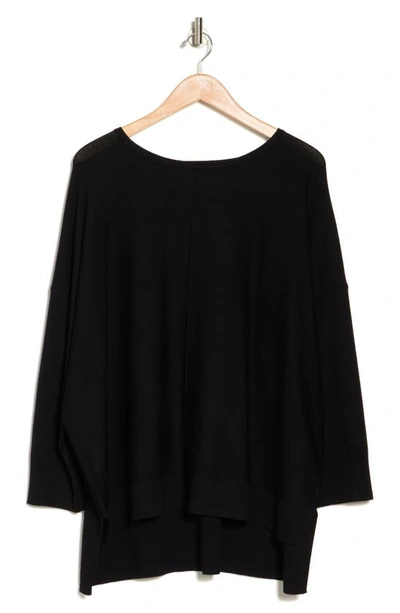 Adrianna Papell Boat Neck Tunic Sweater In Black