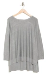 Adrianna Papell Boat Neck Tunic Sweater In Heather Grey