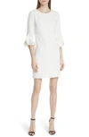 Milly Italian Cady Fernanda Tulip Sleeve Dress In White