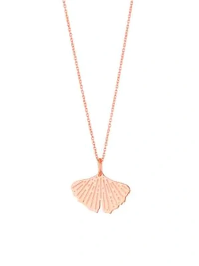 Ginette Ny Gingko 18k Rose Gold Mini Pendant Necklace