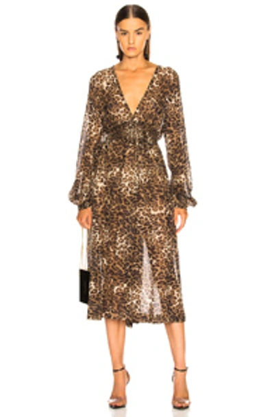 Nili Lotan Brienne Leopard Print Silk Chiffon Dress