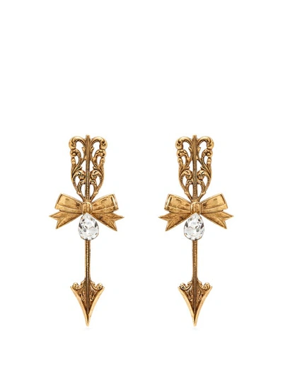 Rodarte Bow And Arrow Earrings In Antique Gold