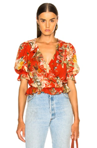 Icons Ruffle Cha Cha Blouse In Red