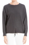 Max Studio Drawstring Hem Pullover Sweater In Hcharcol-heather Charcoal