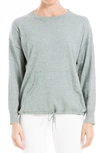 Max Studio Drawstring Hem Pullover Sweater In Heather Grey