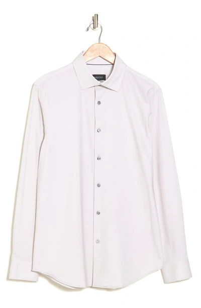 Bugatchi Trim Fit Solid Stretch Cotton Button-up Shirt In Soy