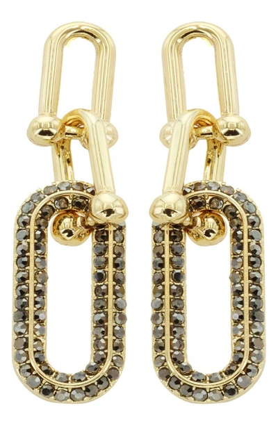 Panacea Pavé Crystal Link Drop Earrings In Hematite