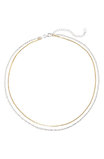 Argento Vivo Sterling Silver Two-tone Layered Necklace In Gold/ Silver
