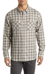 Travismathew Cloud Plaid Flannel Button-up Shirt In Quiet Shade/ Moonbeam