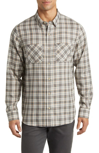 Travismathew Cloud Plaid Flannel Button-up Shirt In Quiet Shade/ Moonbeam