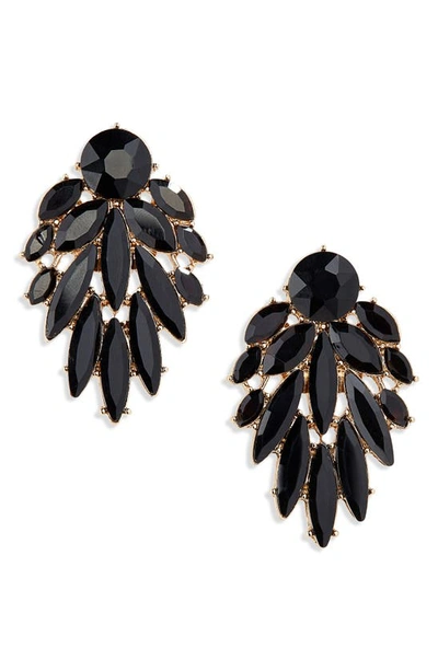 Ettika Crystal Chandelier Earrings In Black