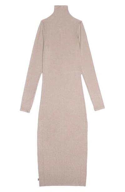 Honor The Gift Mock Neck Long Sleeve Rib Dress In Clay