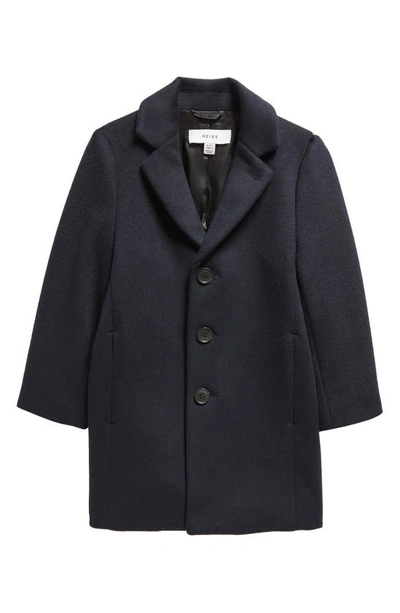 Reiss Kids' Gable Jr. Wool Blend Trench Coat In Navy