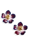 Oscar De La Renta Flower Stud Earrings In Purple