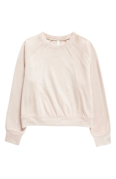 Zella Girl Kids' Velour Pullover Sweatshirt In Pink Adobe