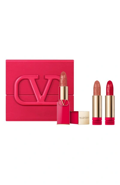 Valentino Rosso  3-piece Refillable Lipstick Set In White