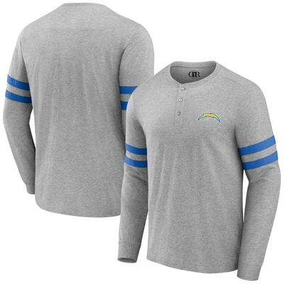 Nfl X Darius Rucker Collection By Fanatics Heather Gray Los Angeles Chargers Henley Long Sleeve T-sh