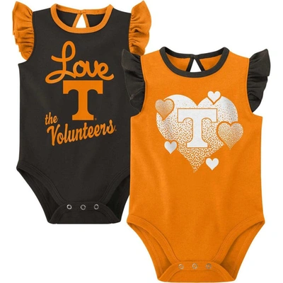 Outerstuff Babies' Girls Newborn & Infant Tennessee Orange/black Tennessee Volunteers Spread The Love 2-pack Bodysuit S