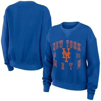 Wear By Erin Andrews Royal New York Mets Vintage Cord Pullover Sweatshirt