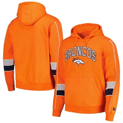 Starter Orange Denver Broncos Captain Pullover Hoodie