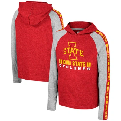 Colosseum Kids' Youth  Cardinal Iowa State Cyclones Ned Raglan Long Sleeve Hooded T-shirt