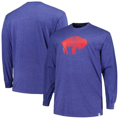 Profile Men's  Heather Royal Distressed Buffalo Bills Big And Tall Throwback Long Sleeve T-shirt