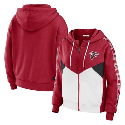 Wear By Erin Andrews Red/white Atlanta Falcons Plus Size Color Block Full-zip Hoodie