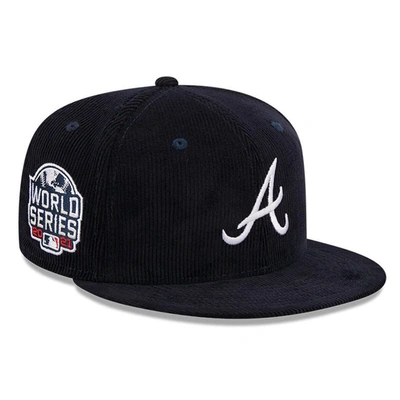 New Era Navy Atlanta Braves Throwback Corduroy 59fifty Fitted Hat