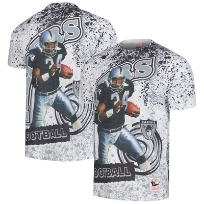 Mitchell & Ness Men's  Bo Jackson White Las Vegas Raiders Retired Player Name And Number Burst T-shir