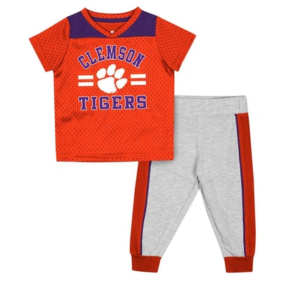 Colosseum Babies' Infant  Orange/heather Gray Clemson Tigers Ka-boot-it Jersey & Pants Set
