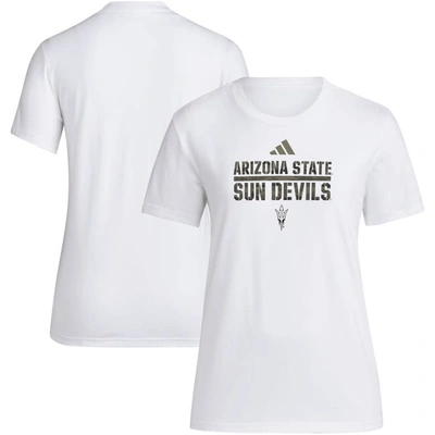 Adidas Originals Adidas White Arizona State Sun Devils Aeroready Military Appreciation Pregame T-shirt
