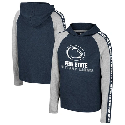 Colosseum Kids' Youth  Navy Penn State Nittany Lions Ned Raglan Long Sleeve Hooded T-shirt
