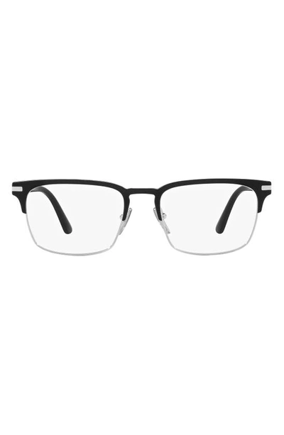 Prada 55mm Rectangular Optical Glasses In Black
